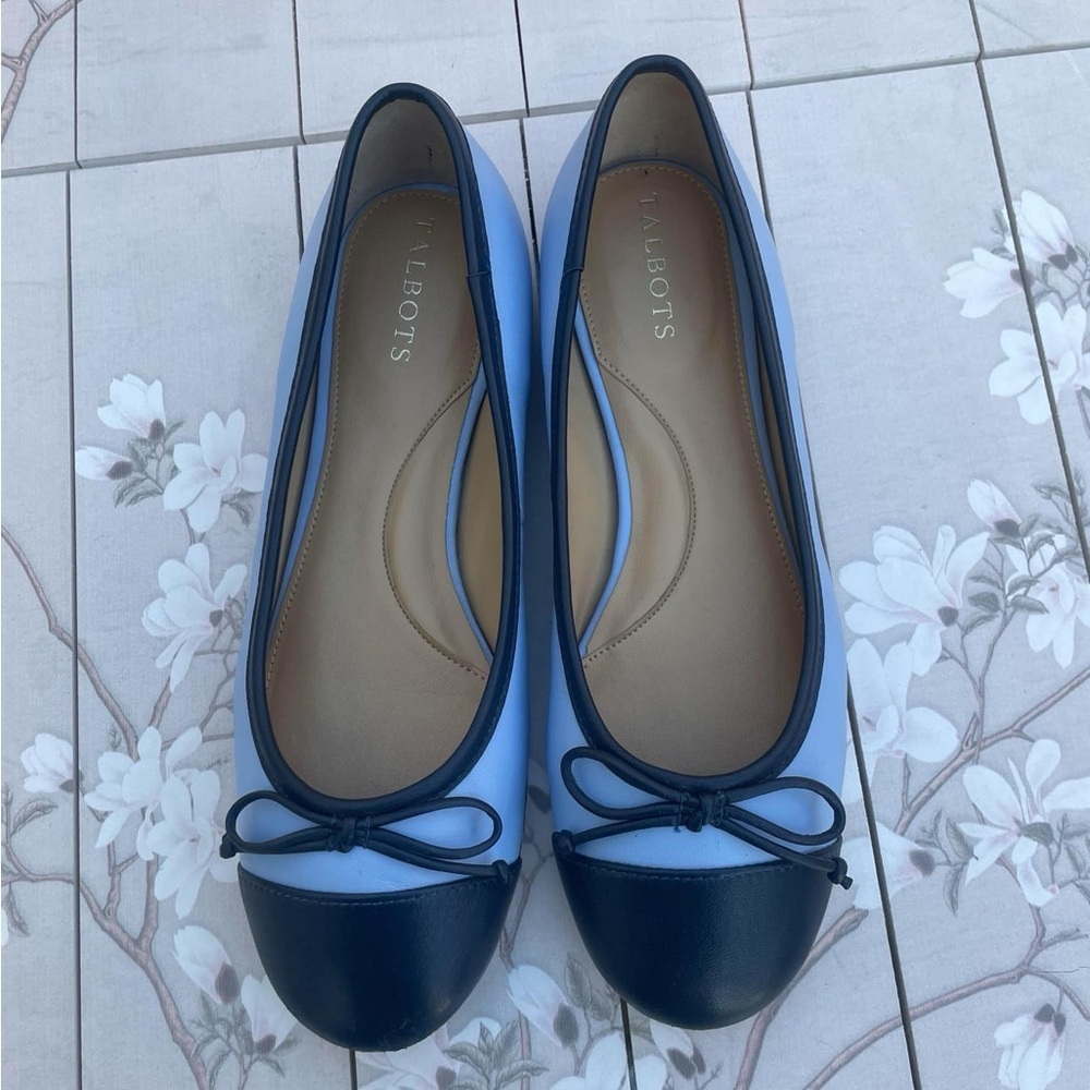 Talbots Blue and Black Ballet Flats